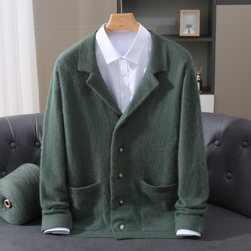 Wool Coat Peacoat - New Mink Wool Cardigan Men's Padded