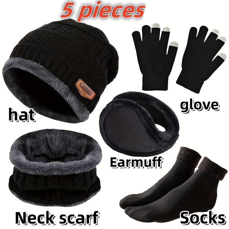 Wool Scarf Men - Men's winter hat, outdoor winter scarf,