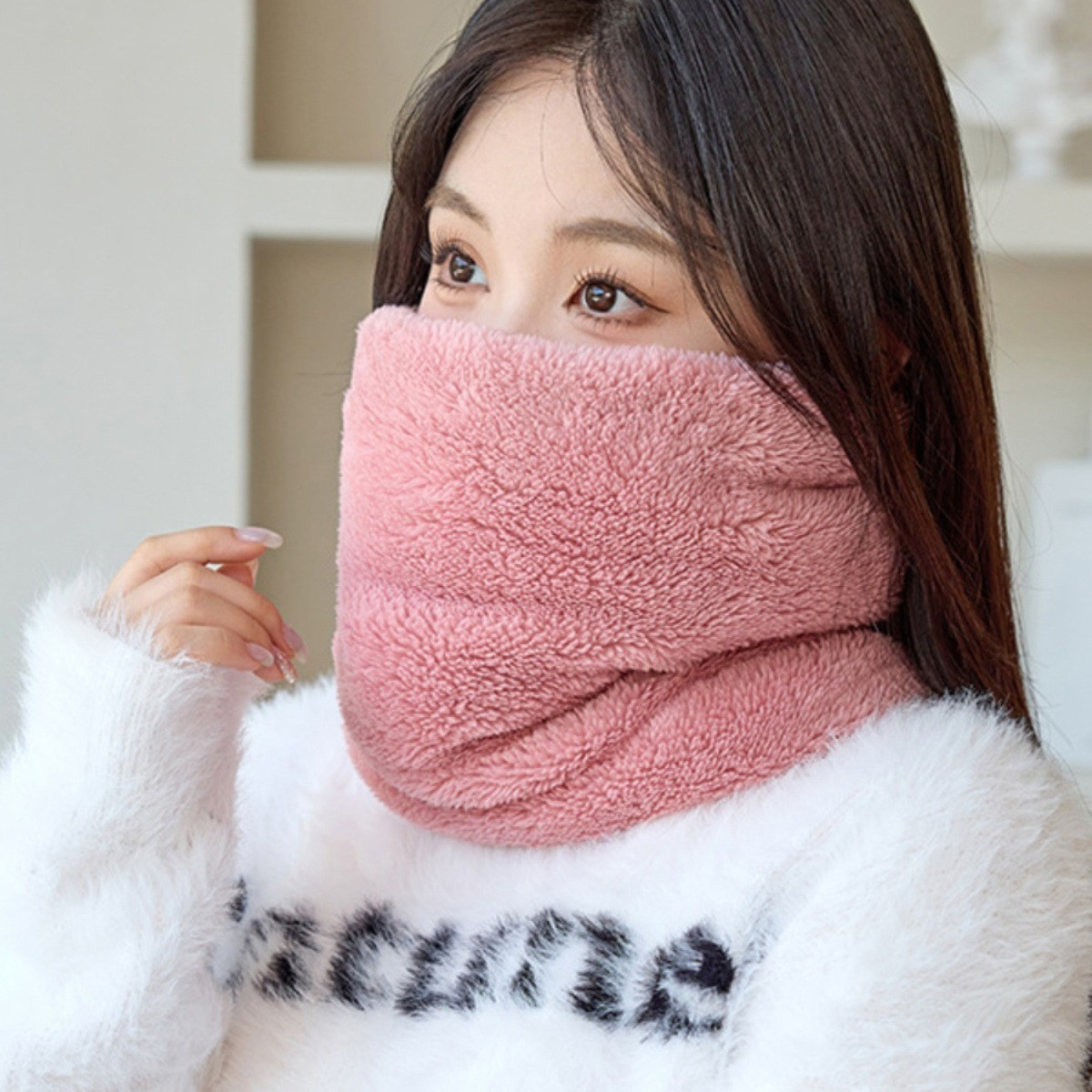 New solid color fleece-lined c - Neck Gaiter Fleece ulasan dan harga