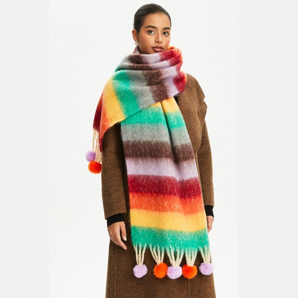 Simple Mohair Plaid Wool Scarf - Wool Scarf Men ulasan dan harga